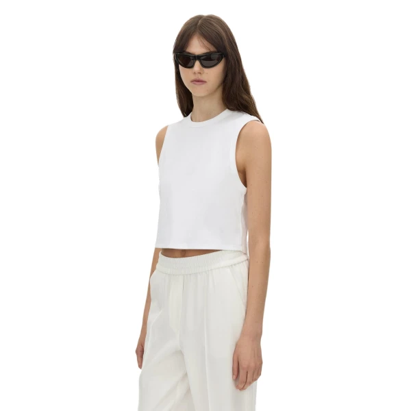 Camilla and Marc Alba Crop Rib Tank in Soft White