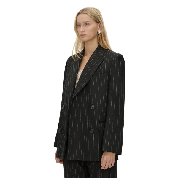 Camilla and Marc Alvar Double Breasted Blazer in Black and White Stripe