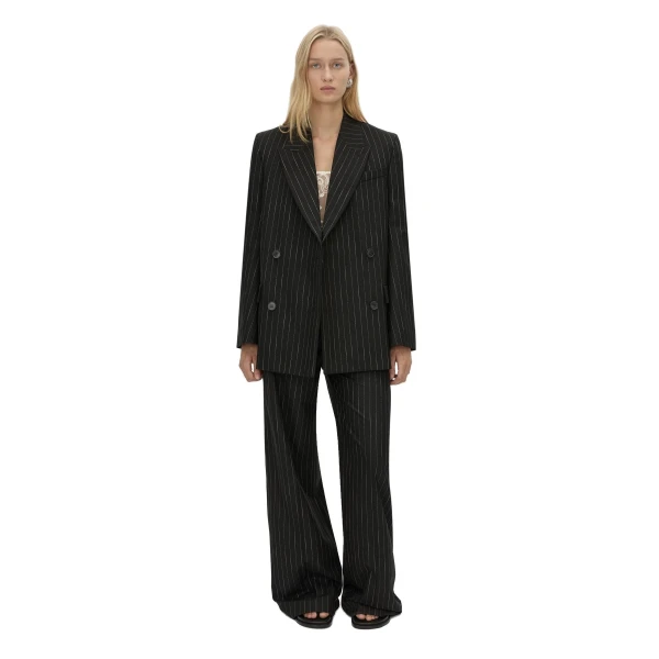 Camilla and Marc Alvar Double Breasted Blazer in Black and White Stripe