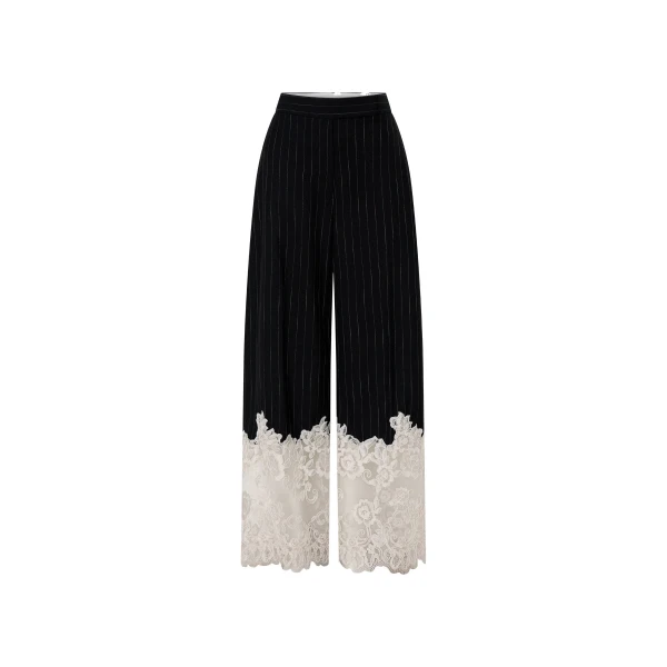 Alvar Lace Pant in Black and White Stripe