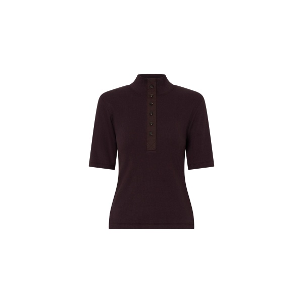 Camilla and Marc Aubrey Elbow Sleeve Rib Top in Hickory | Tops | Luxury Shoes 