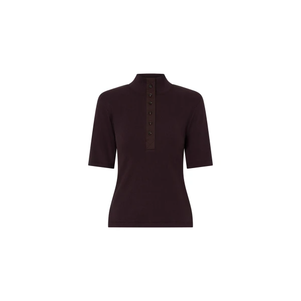 Camilla and Marc Aubrey Elbow Sleeve Rib Top in Hickory | Tops | Luxury Shoes 
