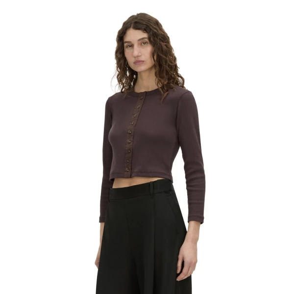 Camilla and Marc Aubrey Long Sleeve Rib Top in Hickory