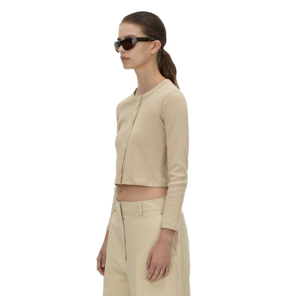 Camilla and Marc Aubrey Long Sleeve Rib Top in Latte
