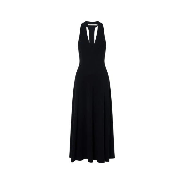 Aurore Knit Midi Fitted Dress in Black