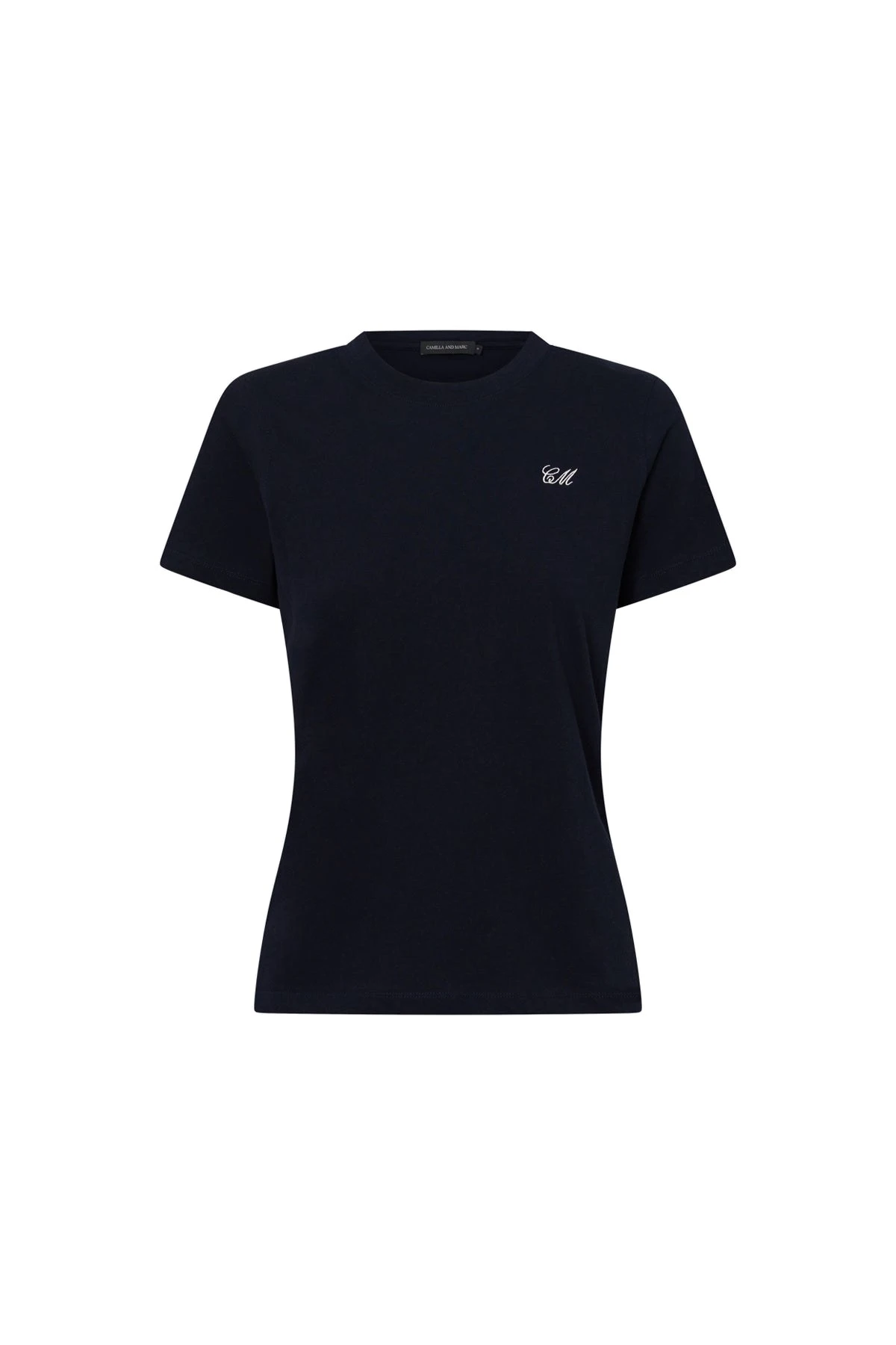 Camilla-and-Marc-Birdie-Fitted-Print-Tee-in-Navy-and-White Camilla and Marc Birdie Fitted Print Tee in Navy and White | Tops | Luxury Shoes