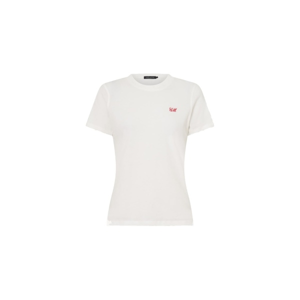 Camilla and Marc Birdie Fitted Print Tee in Soft White and Red | Tops | Luxury Shoes 