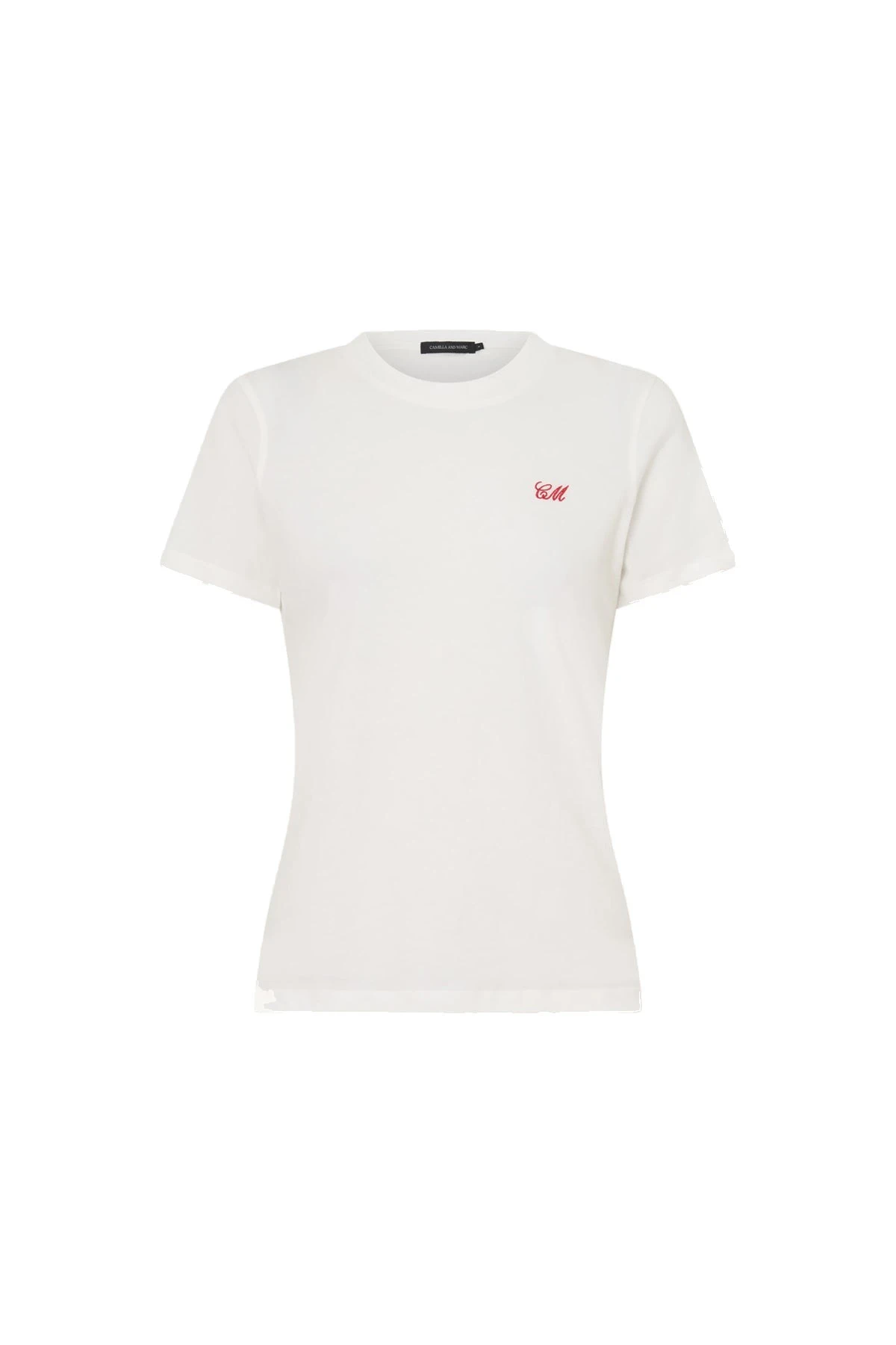 Camilla-and-Marc-Birdie-Fitted-Print-Tee-in-Soft-White-and-Red Camilla and Marc Birdie Fitted Print Tee in Soft White and Red | Tops | Luxury Shoes