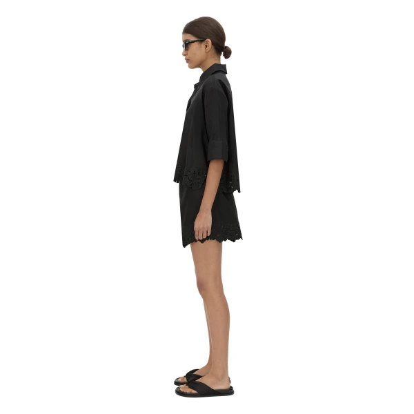 Camilla and Marc Chara Embroidered Cropped Shirt in Black