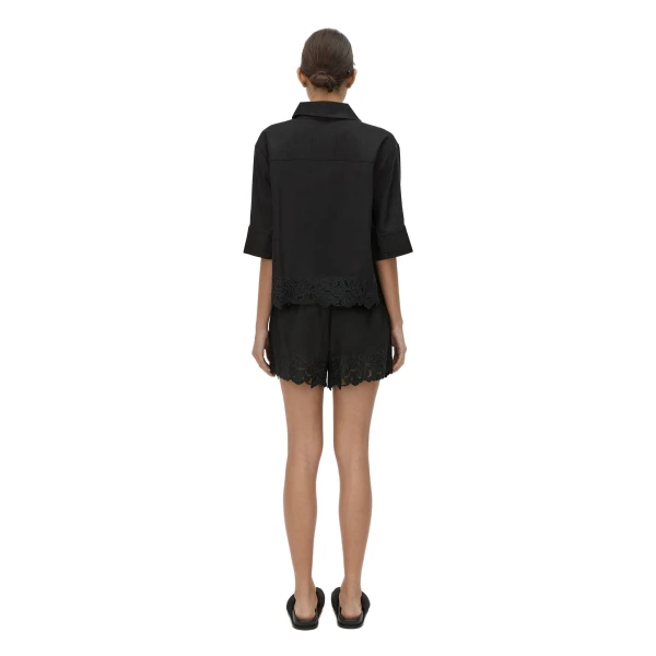 Camilla and Marc Chara Embroidered Cropped Shirt in Black