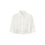 Camilla and Marc Chara Embroidered Cropped Shirt in Cream | Tops | Luxury Shoes 