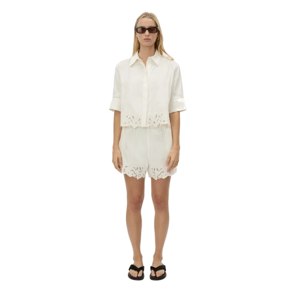 Camilla and Marc Chara Embroidered Cropped Shirt in Cream