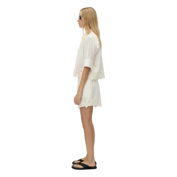 Camilla and Marc Chara Embroidered Cropped Shirt in Cream
