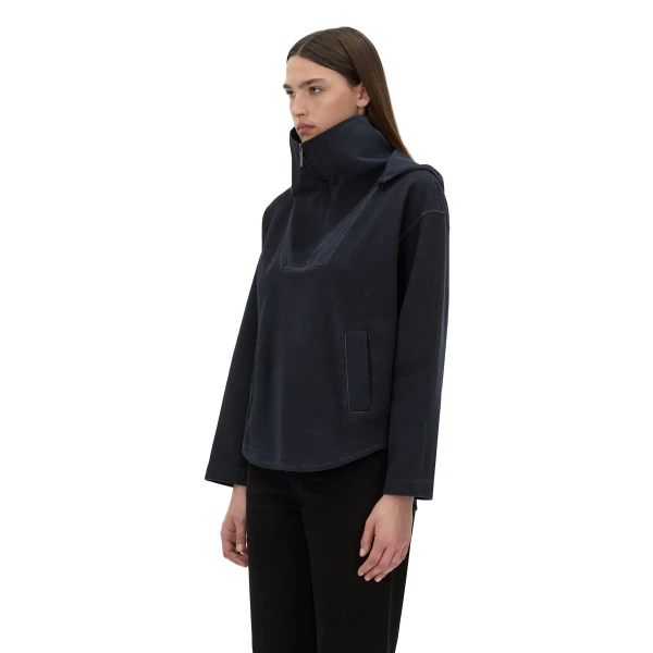 Camilla and Marc Eira Heavy Jersey Hooded Pullover in Navy