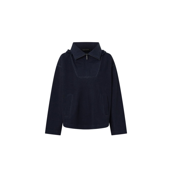 Camilla and Marc Eira Heavy Jersey Hooded Pullover in Navy | Hoodies | Luxury Shoes 