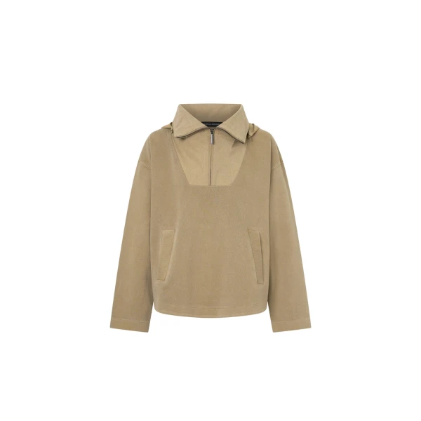 Eira Heavy Jersey Hooded Pullover in Oyster