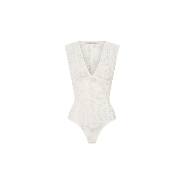 Elandra Textured Bodysuit in Ivory