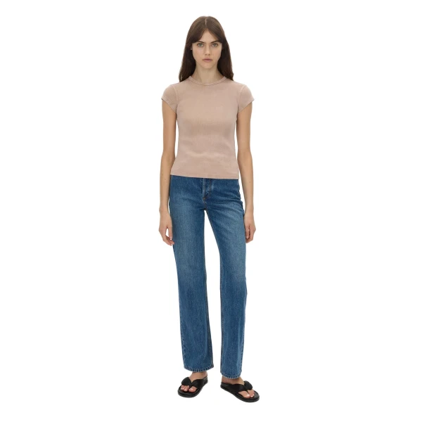 Camilla and Marc Elara Rib Logo Tee in Rosewood