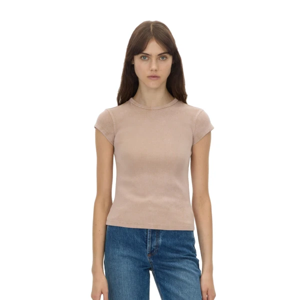 Camilla and Marc Elara Rib Logo Tee in Rosewood