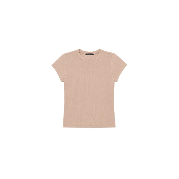 Elara Rib Logo Tee in Rosewood