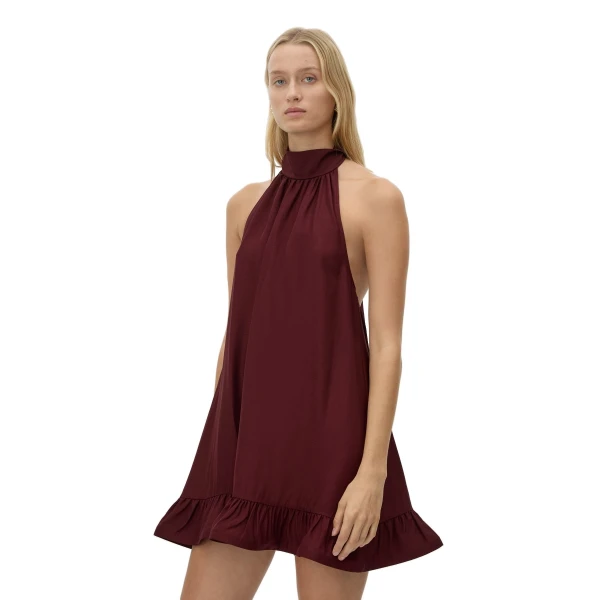 Camilla and Marc Elsen Halter Mini Dress in Burgundy
