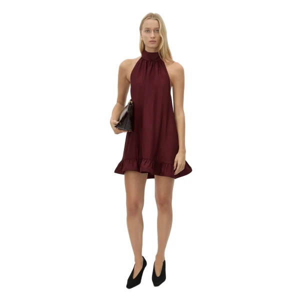 Camilla and Marc Elsen Halter Mini Dress in Burgundy