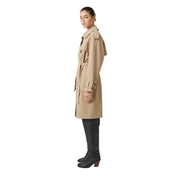 Camilla and Marc Evans Classic Knee Length Trench in Sand
