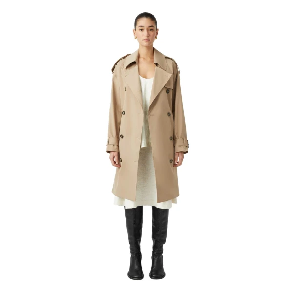 Camilla and Marc Evans Classic Knee Length Trench in Sand