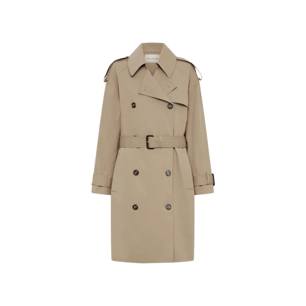 Evans Classic Knee Length Trench in Sand