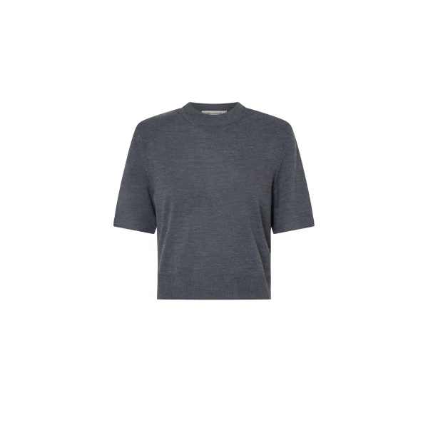 Leona Knit T-Shirt in Charcoal Marle