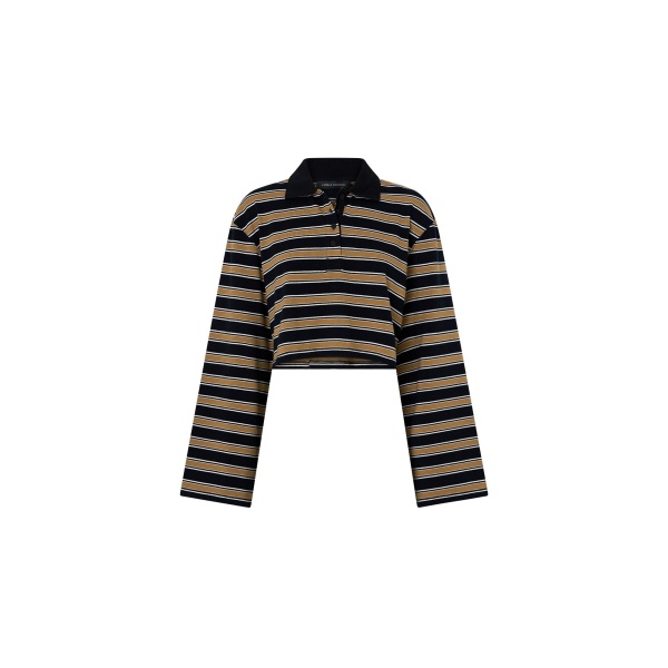 Camilla and Marc Liat Stripe Crop Polo Top in Black Stripe | Tops | Luxury Shoes 