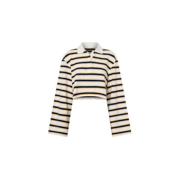 Camilla and Marc Liat Stripe Crop Polo Top in Soft White Stripe | Tops | Luxury Shoes 