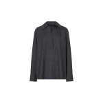 Camilla and Marc Lourdes Check Half Placket Shirt in Grey | Tops | Luxury Shoes 