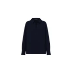 Camilla and Marc Lourdes Check Half Placket Shirt in Navy | Tops | Luxury Shoes 