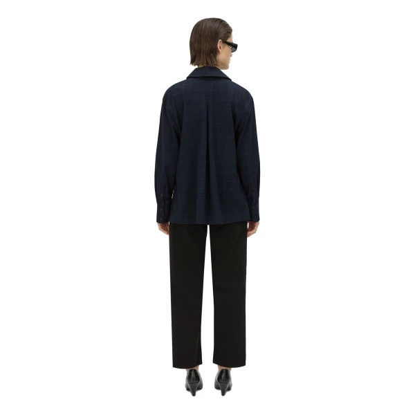 Camilla and Marc Lourdes Check Half Placket Shirt in Navy
