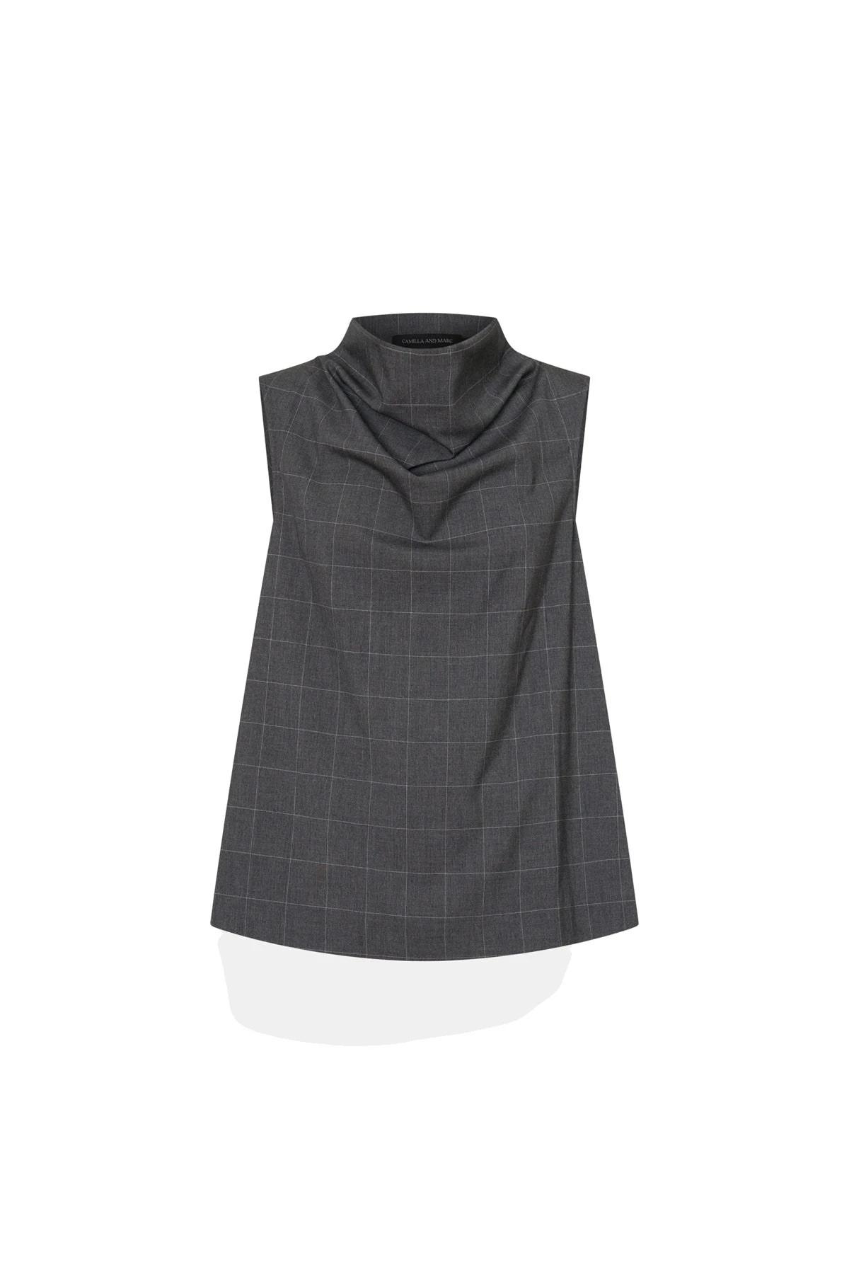 Camilla-and-Marc-Lourdes-Check-Shell-Top-in-Grey Camilla and Marc Lourdes Check Shell Top in Grey | Tops | Luxury Shoes