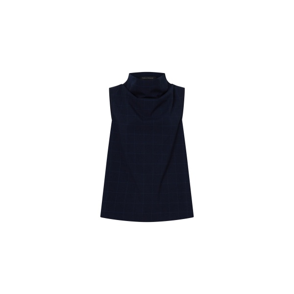 Camilla and Marc Lourdes Check Shell Top in Navy | Tops | Luxury Shoes 