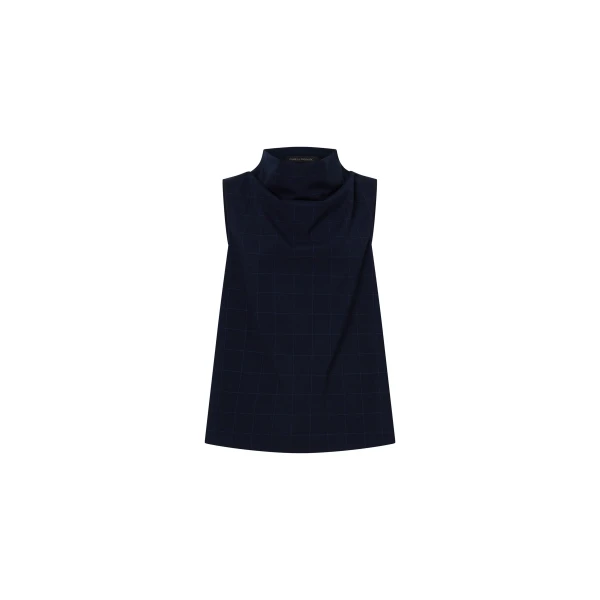 Camilla and Marc Lourdes Check Shell Top in Navy | Tops | Luxury Shoes 