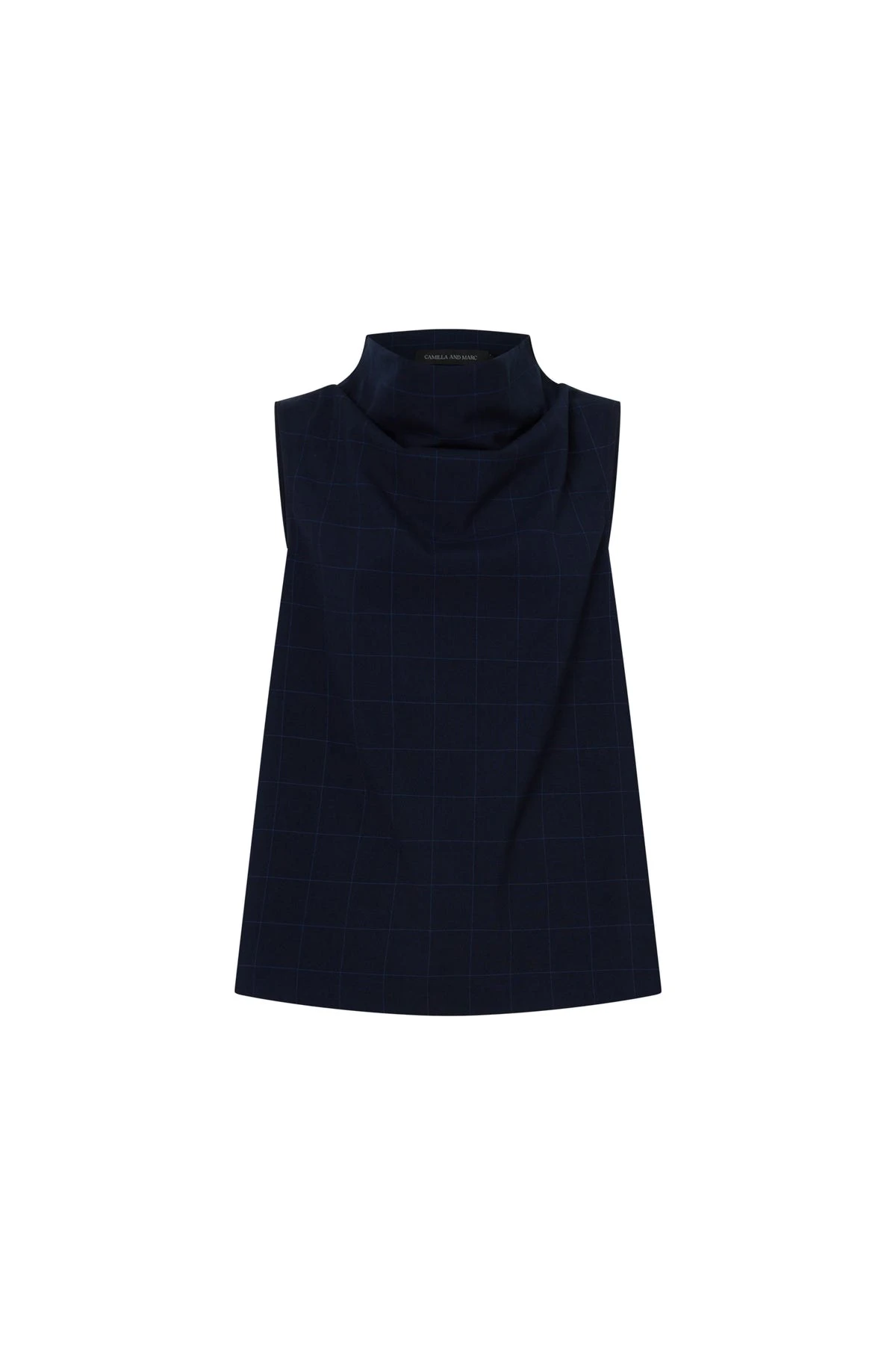 Camilla-and-Marc-Lourdes-Check-Shell-Top-in-Navy Camilla and Marc Lourdes Check Shell Top in Navy | Tops | Luxury Shoes
