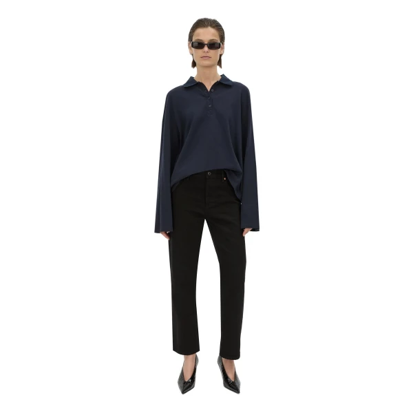 Camilla and Marc Moreno Long Sleeve Polo Top in Navy
