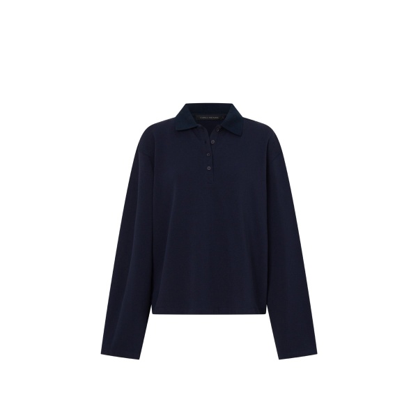 Camilla and Marc Moreno Long Sleeve Polo Top in Navy | Tops | Luxury Shoes 