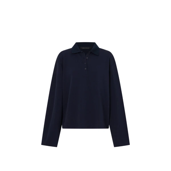 Camilla and Marc Moreno Long Sleeve Polo Top in Navy | Tops | Luxury Shoes 