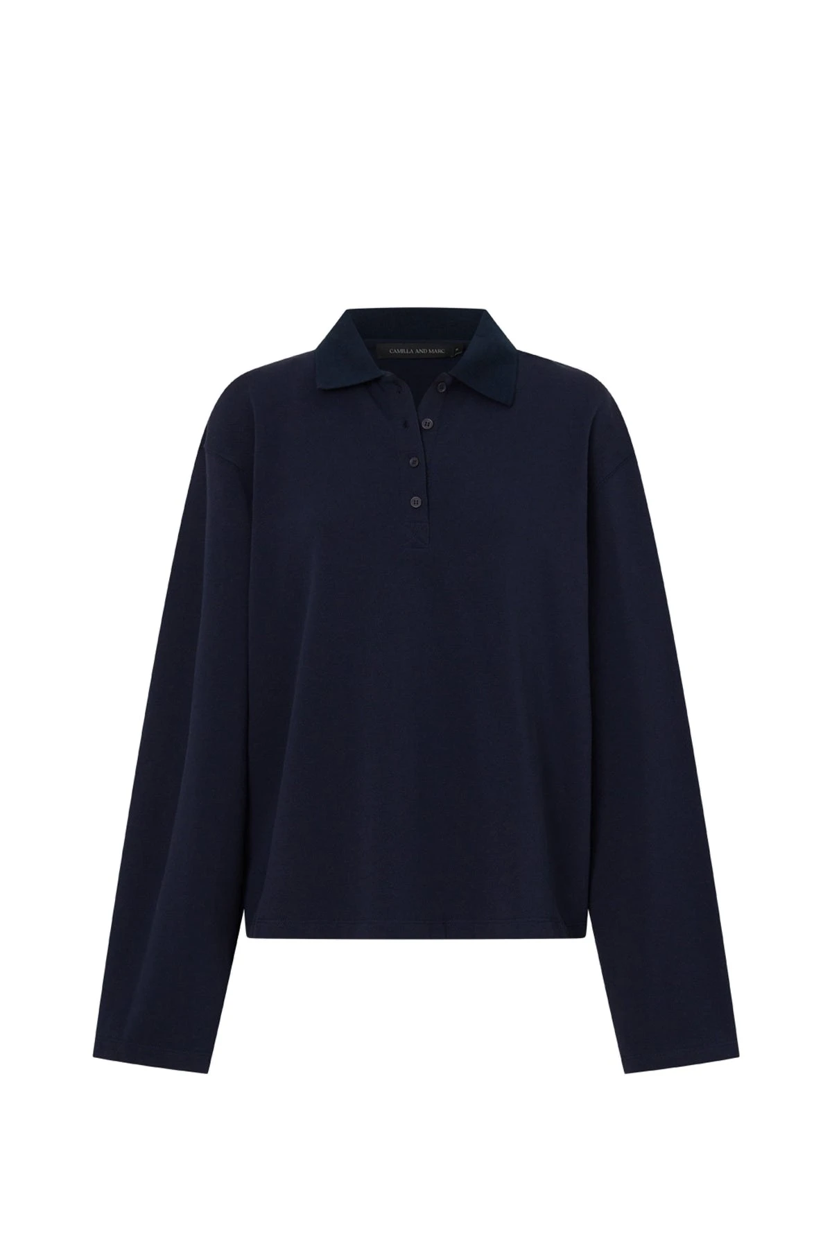 Camilla-and-Marc-Moreno-Long-Sleeve-Polo-Top-in-Navy Camilla and Marc Moreno Long Sleeve Polo Top in Navy | Tops | Luxury Shoes