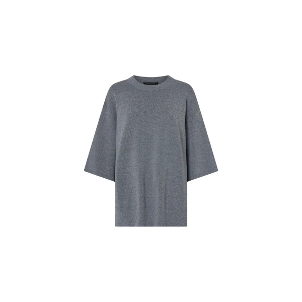 Onyi Oversized Knit Tee in Grey Marle
