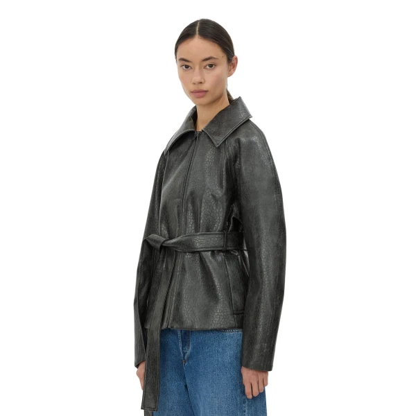 Camilla and Marc Oreno Croc Belted Jacket in Charcoal