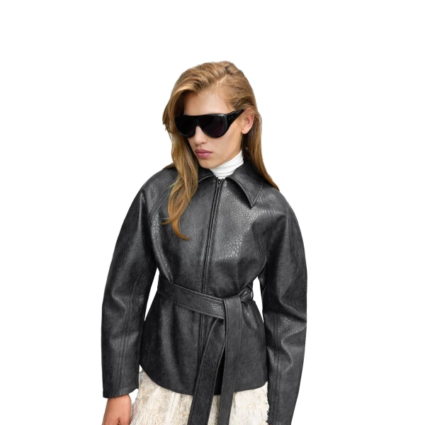 Camilla and Marc Oreno Croc Belted Jacket in Charcoal