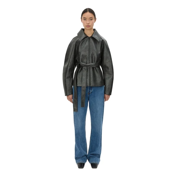 Camilla and Marc Oreno Croc Belted Jacket in Charcoal