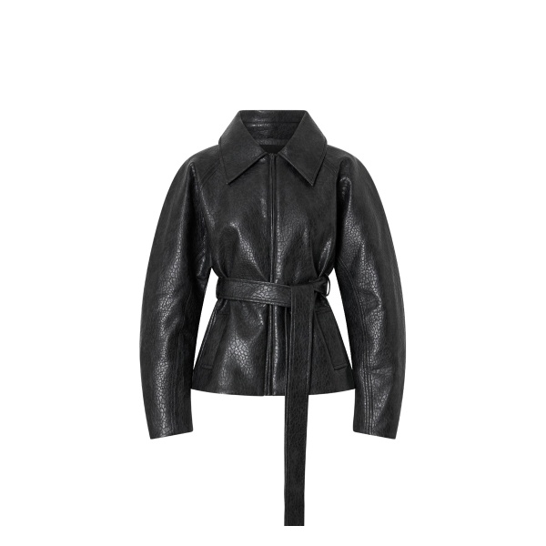 Camilla and Marc Oreno Croc Belted Jacket in Charcoal | Jackets | Luxury Shoes 
