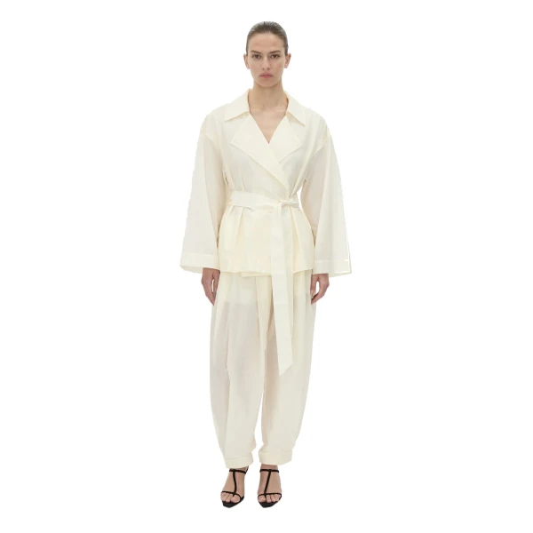 Camilla and Marc Rhia Sheer Crop Trench in Ivory
