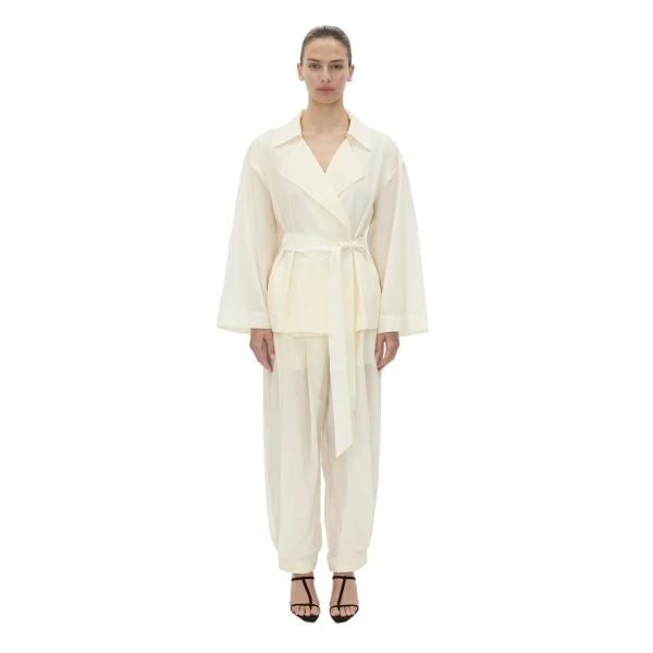 Camilla and Marc Rhia Sheer Crop Trench in Ivory